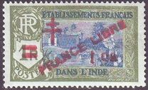 [Pondicherry Temple Stamps of 1929 Overprinted with Cross of Lorraine & "FRANCE LIBRE" - Surcharged New Value, प्रकार AZ1]