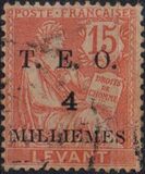 [French Levant Postage Stamps Surcharged & Overprinted "T.E.O.", type B3]