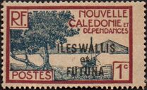[Sellos de Nueva Caledonia de 1.928 con la sobrecarga: "ILES WALLIS - et - FUTUNA", tipo F]