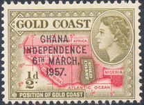 [Queen Elizabeth Stamps of 1952 of Gold Coast Overprinted "GHANA INDEPENDENCE 6TH.. MARCH, 1957", प्रकार B]