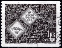 [Una barca di Waxholm e una vecchia moneta svedese - Carta: fluorescente, Scrivi KS]