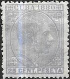 [King Alfonso XII of Spain, Inscription "CUBA 1880", tyyppi F2]