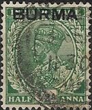[India Postage Stamps Overprinted "BURMA", type A1]