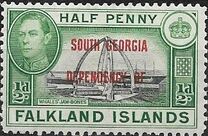 [Falkland Islands Postage Stamps Overprinted "SOUTH GEORGIA DEPENDENCY OF.", type A]