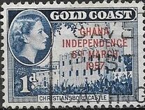 [Queen Elizabeth Stamps of 1952 of Gold Coast Overprinted "GHANA INDEPENDENCE 6TH.. MARCH, 1957", type C]