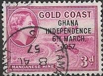 [Queen Elizabeth Stamps of 1952 of Gold Coast Overprinted "GHANA INDEPENDENCE 6TH.. MARCH, 1957", type B4]