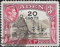 [No. 18 and 20-28 Overprinted New Values in Red or Black, प्रकार M3]
