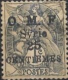 [French Postage Stamps Surcharged & Overprinted "O.M.F. - Syrie" - Value in "CENTIMES", type D]