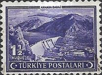 [Inscription "TURKIYE POSTALARI" between two Crescents and Stars, type AHJ]