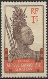 [Warrior - Inscription "AFRIQUE EQUATORIALE GABON" - Yellowish Paper, type I]