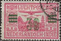 [Airmail - Airplanes over Landscape Stamp of 1928 Surcharged, type M5]