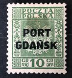 [Polish Postage Stamps Overprinted "PORT GDAŃSK" - Eagle on Striped Background, type I1]