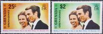 [Royal Wedding of Princess Anne and Mark Phillips - Issues of 1973 of Grenada Overprinted "GRENADINES", type A]