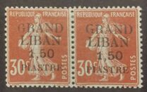 [French Postage Stamps Surcharged & Overprinted "GRAND - LIBAN", type A7]