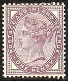 [Regina Vittoria  - Iscrizione "POSTAGE AND INLAND REVENUE", Scrivi AI1]