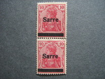 [German Empire Stamps Overprinted "SARRE", Scrivi A5]