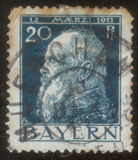 [The 90th Anniversary of the Birth of Prince Luitpold - Type I: Small 9 and no Foot on 1 in "1911". Type II: Large 9 and Foot on 1 in "1911", 类型 F8]