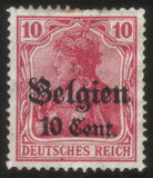 [German Empire Postage Stamps Surcharged "F and Cent" & Overprinted "Belgien", type B4]