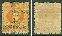[No. 20 & Revenue Stamp Surcharged & Overprinted "POSTAGE - AND - REVENUE", tip H]