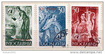 [Frescoes from 12-14th Century - With United Nations Logo  - Yugoslav Postage Stamp of 1953 Overprinted "STT - VUJNA", type BL]