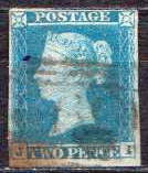 [Queen Victoria, 1819-1901 - White Line Below "POSTAGE" & Above "TWO PENCE", type B]