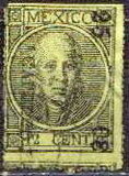 [Miguel Hidalgo Overprinted District Name, Number and "Year". Colored Paper - without Period after Numerals, प्रकार P1]