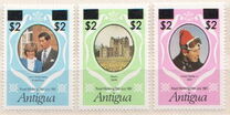 [Antigua Postage Stamps Surcharged in Black, Silver or Gold, type DP]