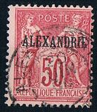 [French Postage Stamps Overprinted "ALEXANDRIE" - Colored Paper, type A13]