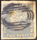 [Queen Victoria - Inscription: "POST PAID" - Early Impressions: Full Backgorund, Vertical Lines Domination, type B4]