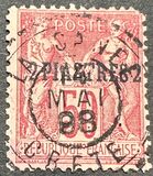 [French Postage Stamps No.83 & 85 Surcharged, type A5]