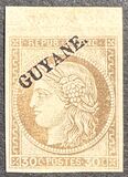 [French Colonies - General Issues Number 22 Overprinted "GUYANE", type E]