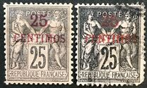 [French Postage Stamps Surcharged, type A6]
