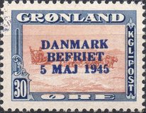 [Liberation of Denmark - No. 8-16 Overprinted "DANMARK - BEFRIET - 5 MAJ 1945", type K]