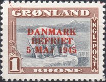 [Liberation of Denmark - No. 8-16 Overprinted "DANMARK - BEFRIET - 5 MAJ 1945", type L]