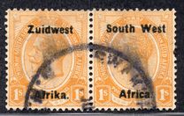 [South Africa Stamps Overprinted "South West" (16 mm wide) or "Zuid West" - Overprint Spaced 9½mm, type E12]