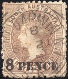 [Queen Victoria - Not Issued Stamp Overprinted "8 PENCE", type C8]
