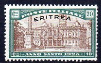 [Holy Year - Italian Postage Stamps Overprinted in Red or Black "ERITREA", type Y]