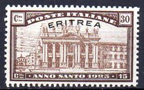 [Holy Year - Italian Postage Stamps Overprinted in Red or Black "ERITREA", type Y1]
