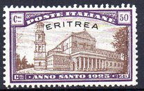[Holy Year - Italian Postage Stamps Overprinted in Red or Black "ERITREA", type Y2]