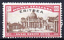 [Holy Year - Italian Postage Stamps Overprinted in Red or Black "ERITREA", type Y3]