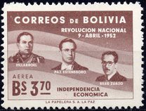 [The 1st Anniversary of the Revolution of April 9th, 1952 - Villarroel, Paz Estenssoro and Siles Zuazo, тип HS6]