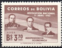 [The 1st Anniversary of the Revolution of April 9th, 1952 - Villarroel, Paz Estenssoro and Siles Zuazo, тип HS6]