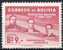 [The 1st Anniversary of the Revolution of April 9th, 1952 - Villarroel, Paz Estenssoro and Siles Zuazo, тип HS7]