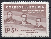 [The 1st Anniversary of the Revolution of April 9th, 1952 - Villarroel, Paz Estenssoro and Siles Zuazo, тип HS6]