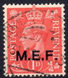 [King George VI - Great Britain Postage Stamps of 1937 Overprinted "M.E.F." in Black - Overprint 14mm Wide, type A]