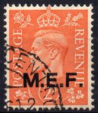 [King George VI - Great Britain Postage Stamps of 1937 Overprinted "M.E.F." in Black - Overprint 14mm Wide, type A1]