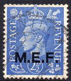 [King George VI - Great Britain Postage Stamps of 1937 Overprinted "M.E.F." in Black - Overprint 14mm Wide, type A2]
