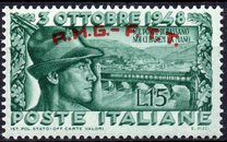 [Re-opening of Bridge of Bassano - Italy Postage Stamp Overprinted "A.M.G.- F.T.T.", タイプ H]