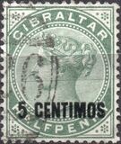 [Queen Victoria, 1819-1901 - Stamps of 1886 Surcharged "CENTIMOS", tipo F]