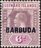 [Leeward Island Postage Stamps Overprinted "BARBUDA", type A5]